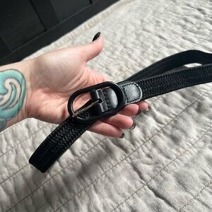 Black Braided Belt with Oval Buckle
